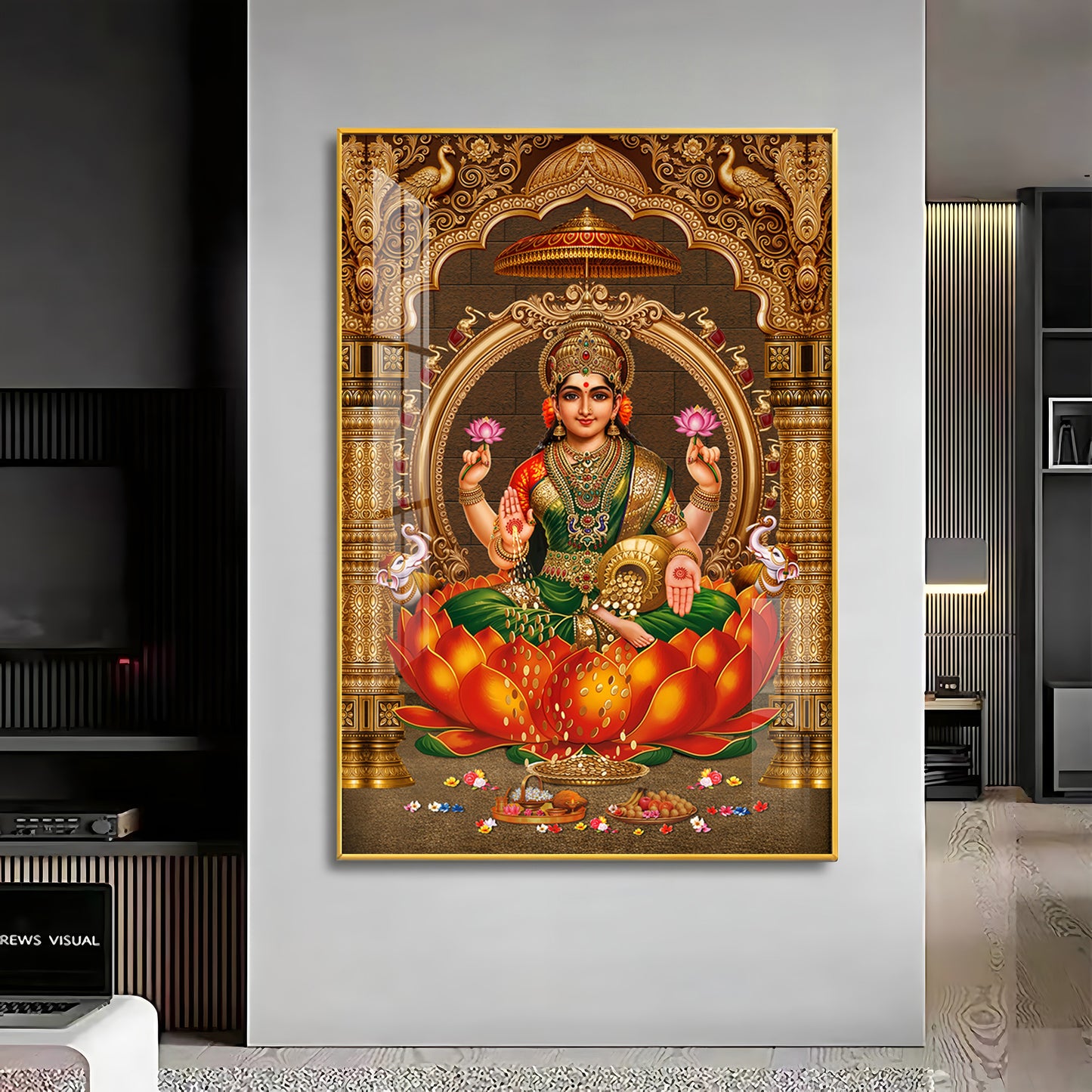 Goddess Lakshmi Premium Acrylic Vertical Wall Art