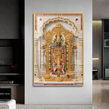 Divine Tirupati Balaji with Lakshmi Ji Premium Acrylic Vertical Wall Art