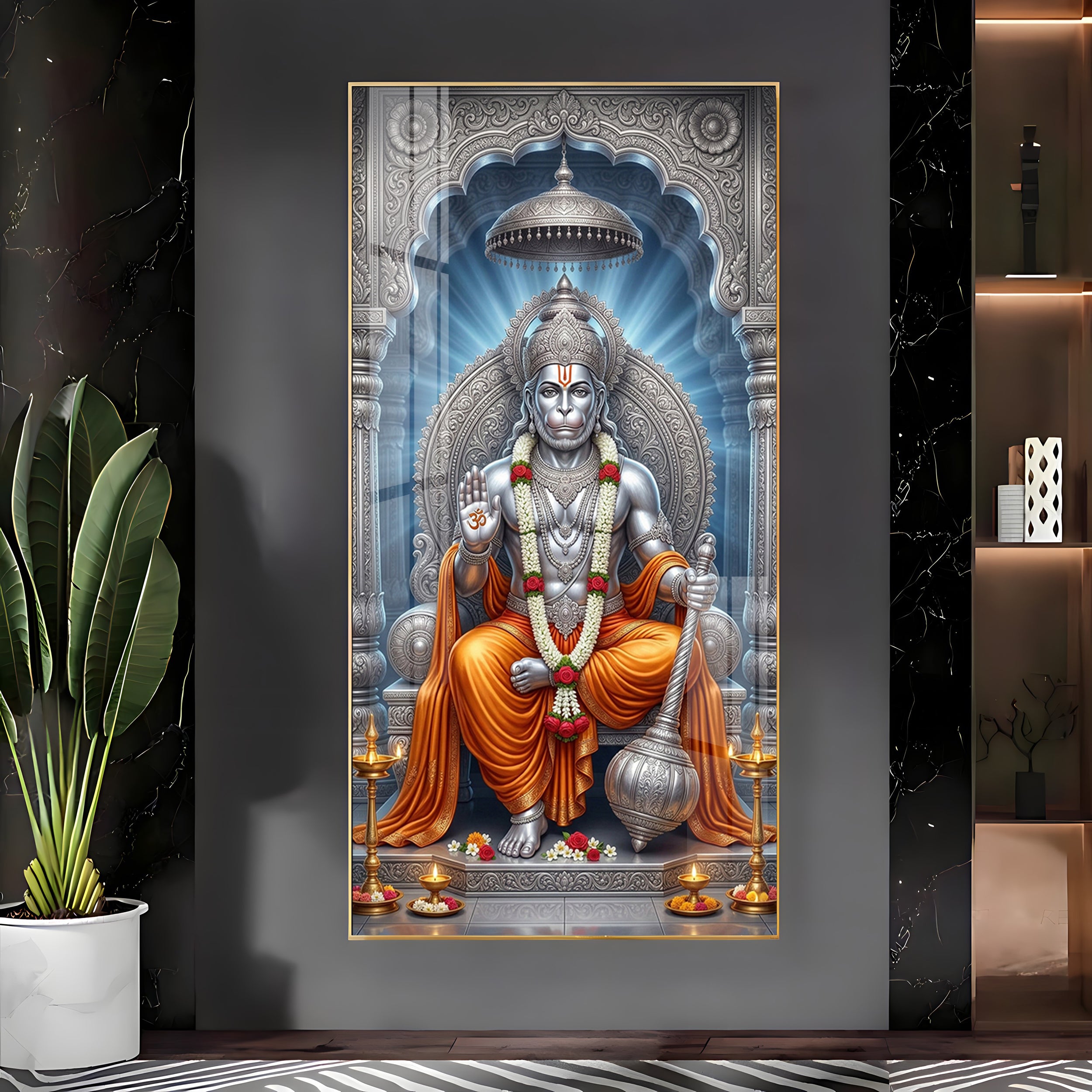 Exalted Hanuman Ji Premium Acrylic Vertical Wall Art