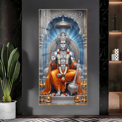 Exalted Hanuman Ji Premium Acrylic Vertical Wall Art