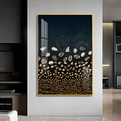 Golden Serenity Stones Premium Acrylic Vertical Wall Art
