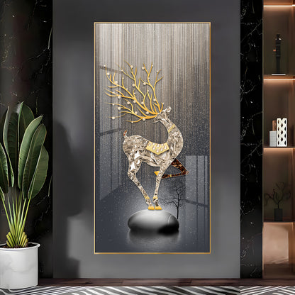 Couple Golden Deer Premium Acrylic Vertical Wall Art