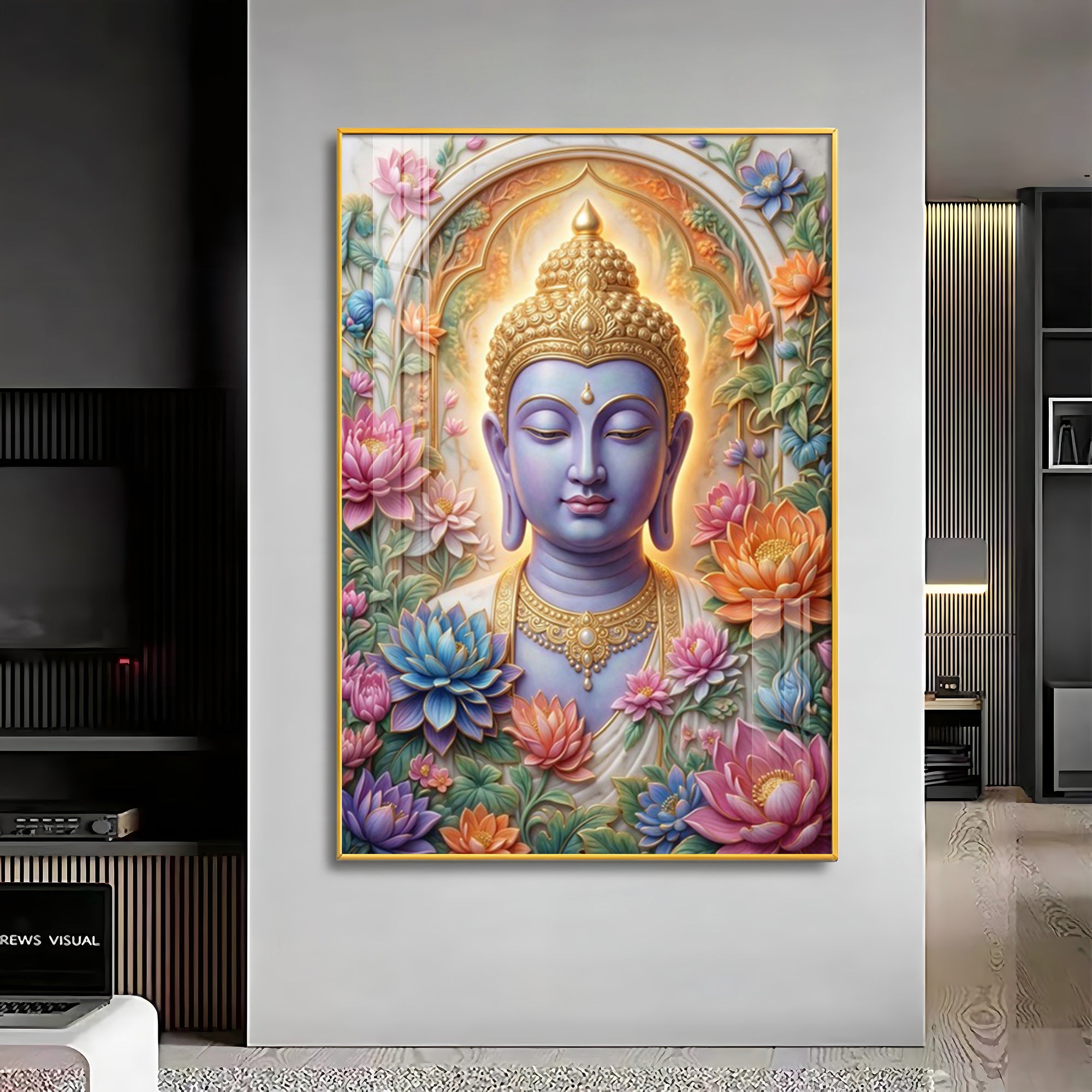 Depiction Of Lord Gautam Buddha Premium Acrylic Vertical Wall Art