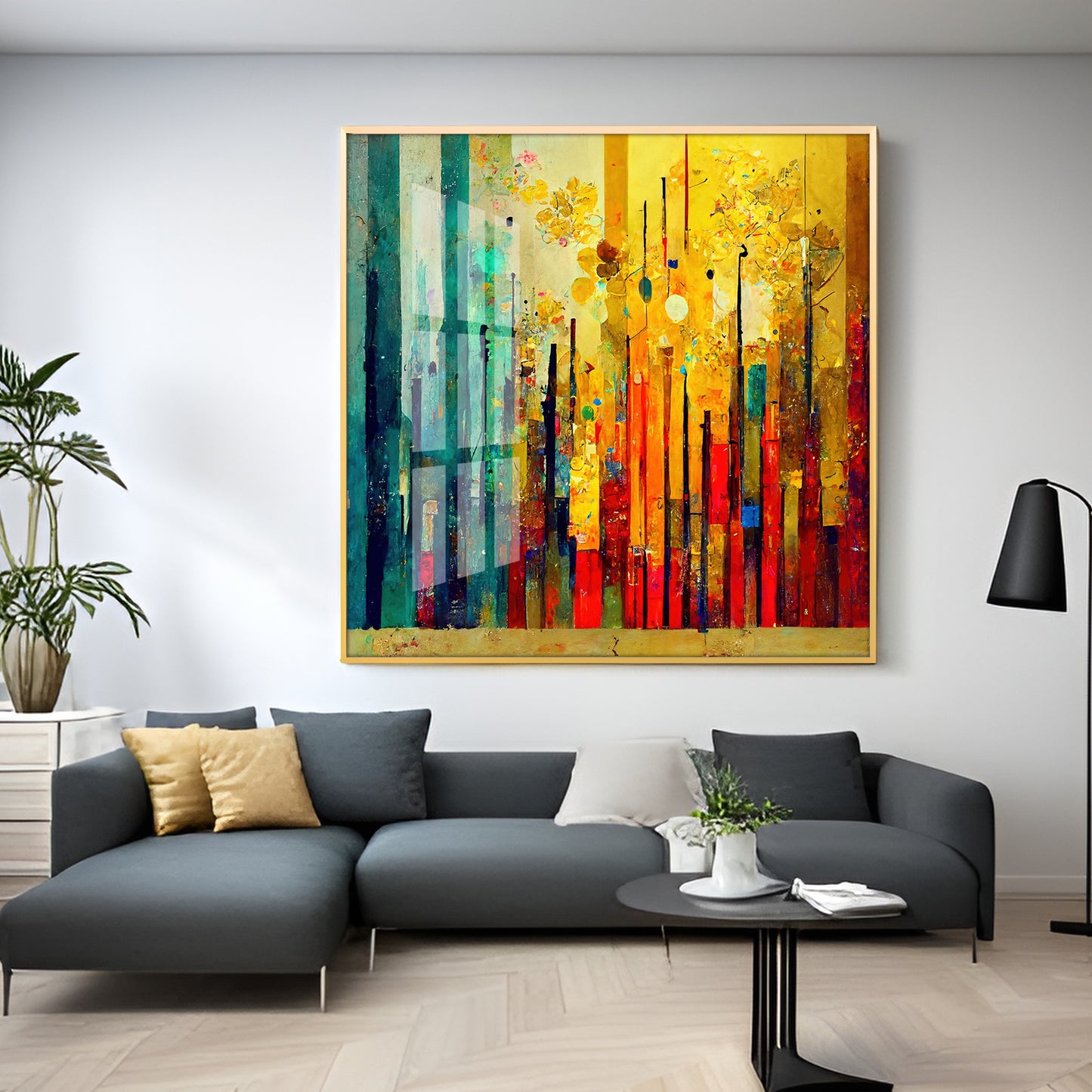 Multi Color Abstract Art Premium Acrylic Square Wall Art