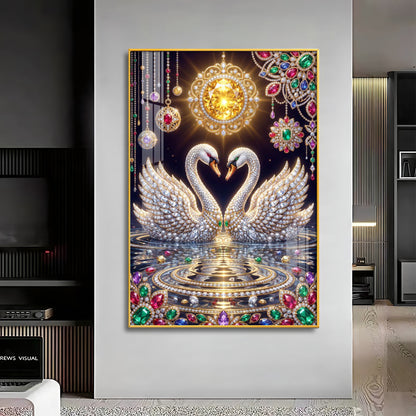 Pair Of White Swans Premium Acrylic Vertical Wall Art