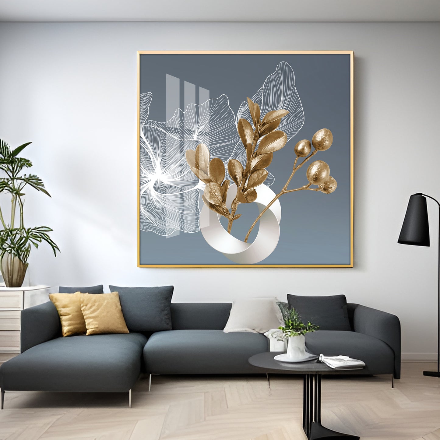 Nordic Golden Minimalism Premium Acrylic Square Wall Art