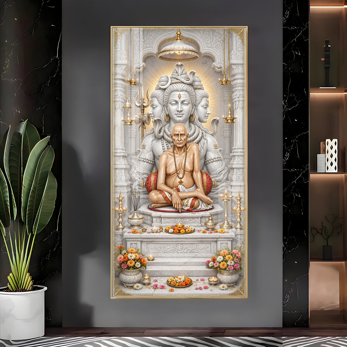 Swami Samarth With Mahadev Premium Acrylic Vertical Wall Art