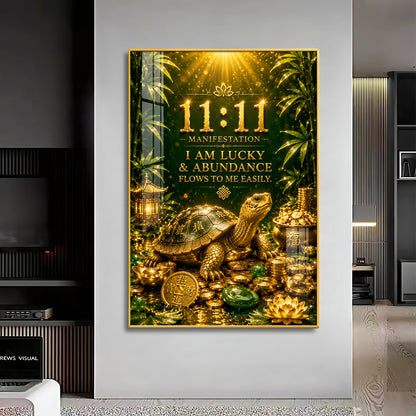 Lucky Tortoise Premium Acrylic Vertical Wall Art