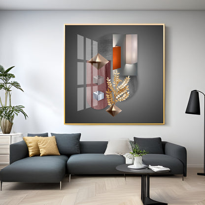 Geometric Designs With Gold Leaf Premium Acrylic Square Wall Art