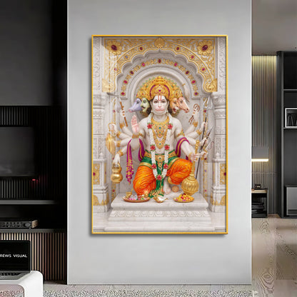 Peaceful Presence Of Panchmukhi Hanuman Premium Acrylic Vertical Wall Art