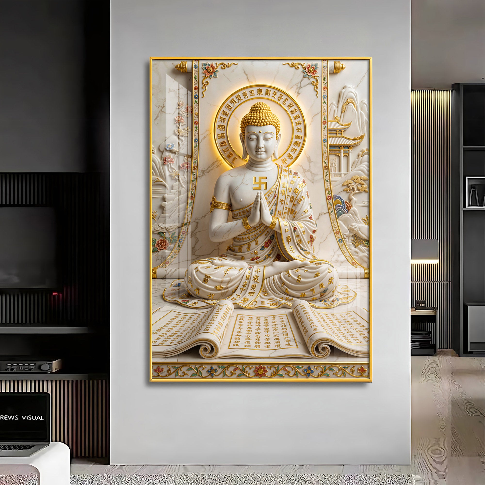 Beautiful Sitting Buddha Premium Acrylic Vertical Wall Art