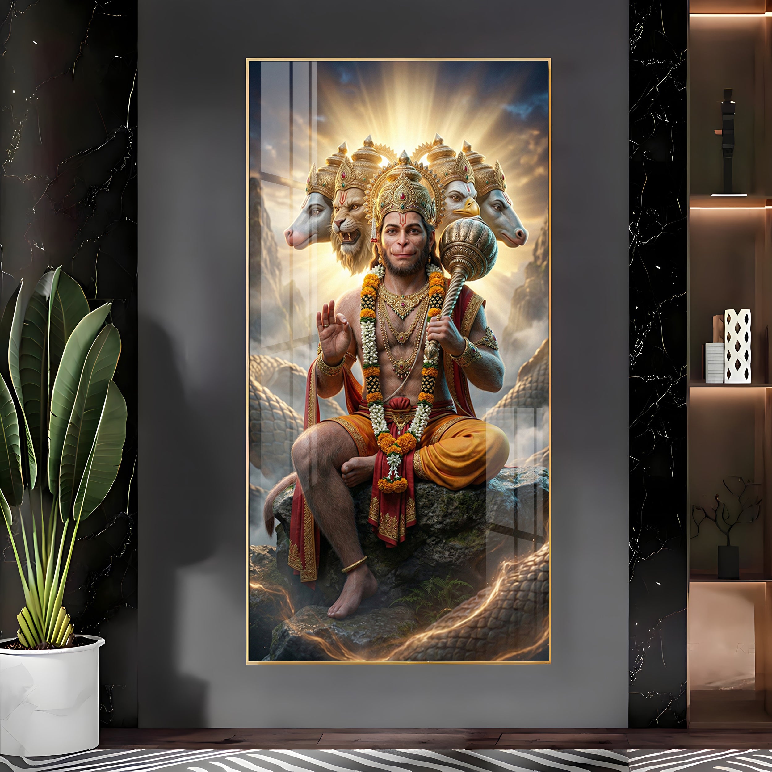 Divine Panchmukhi Hanuman Premium Acrylic Vertical Wall Art