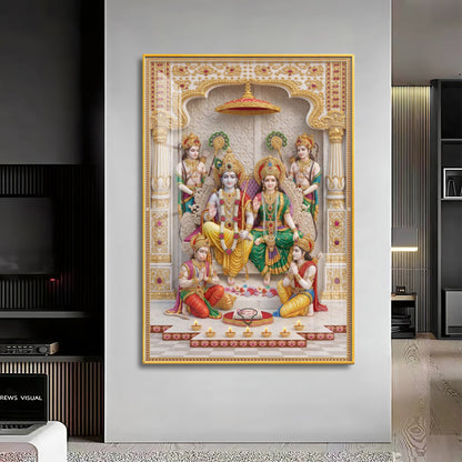 Lord Ram seated with Goddess Sita Premium Acrylic Vertical Wall Art