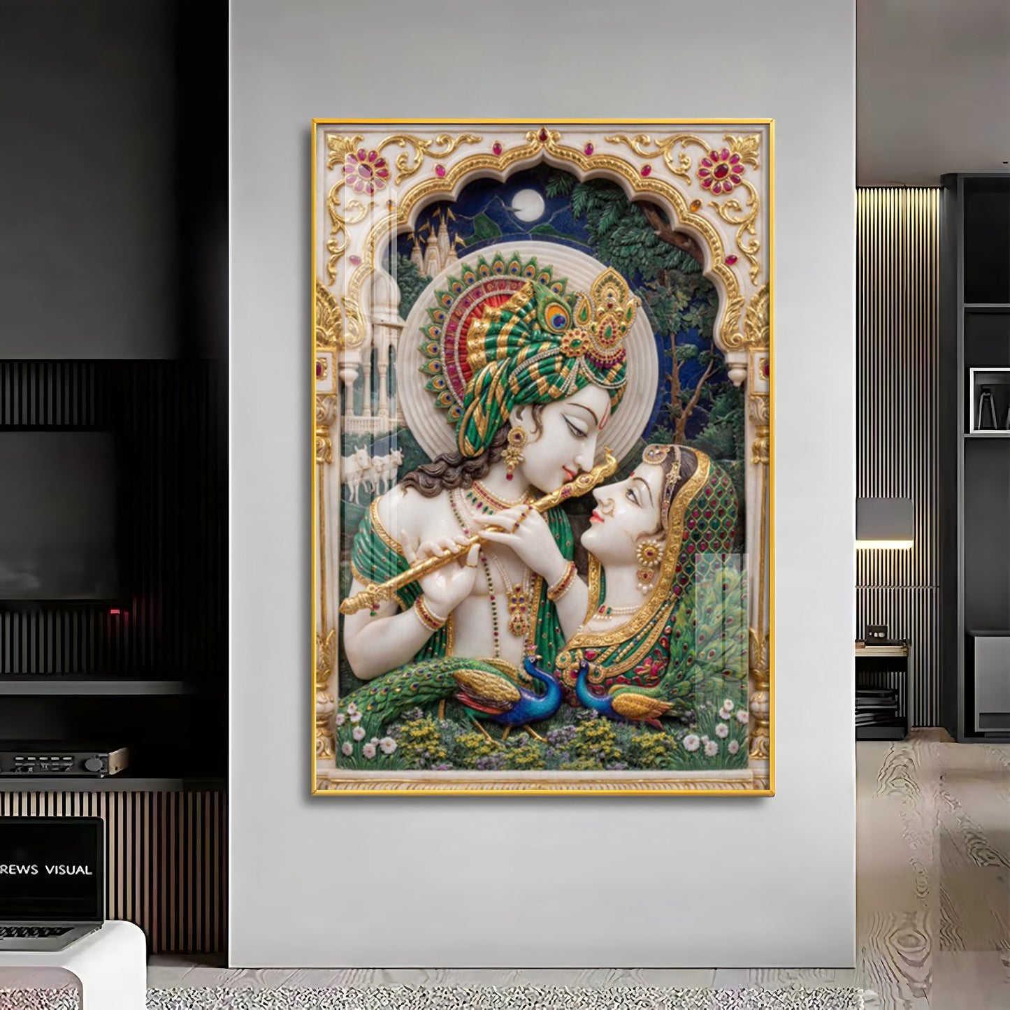 Cosmic Energy Of Radha Krishna Premium Acrylic Vertical Wall Art