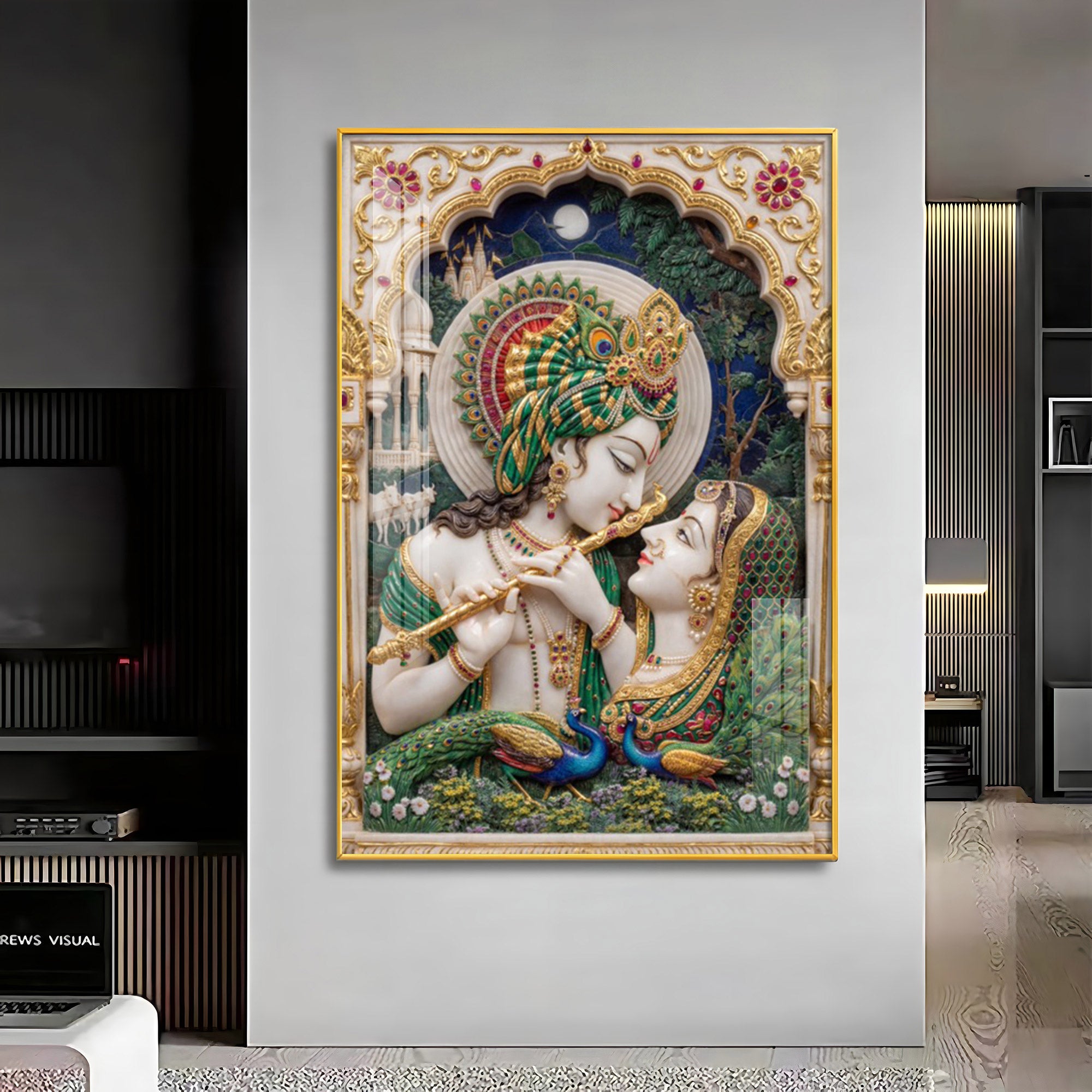 Cosmic Energy Of Radha Krishna Premium Acrylic Vertical Wall Art