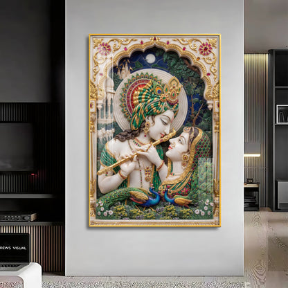 Cosmic Energy Of Radha Krishna Premium Acrylic Vertical Wall Art