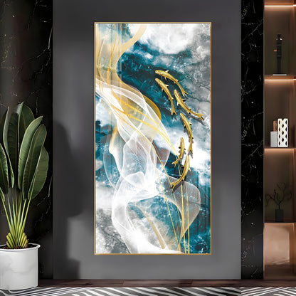 Golden Swim Premium Acrylic Vertical Wall Art