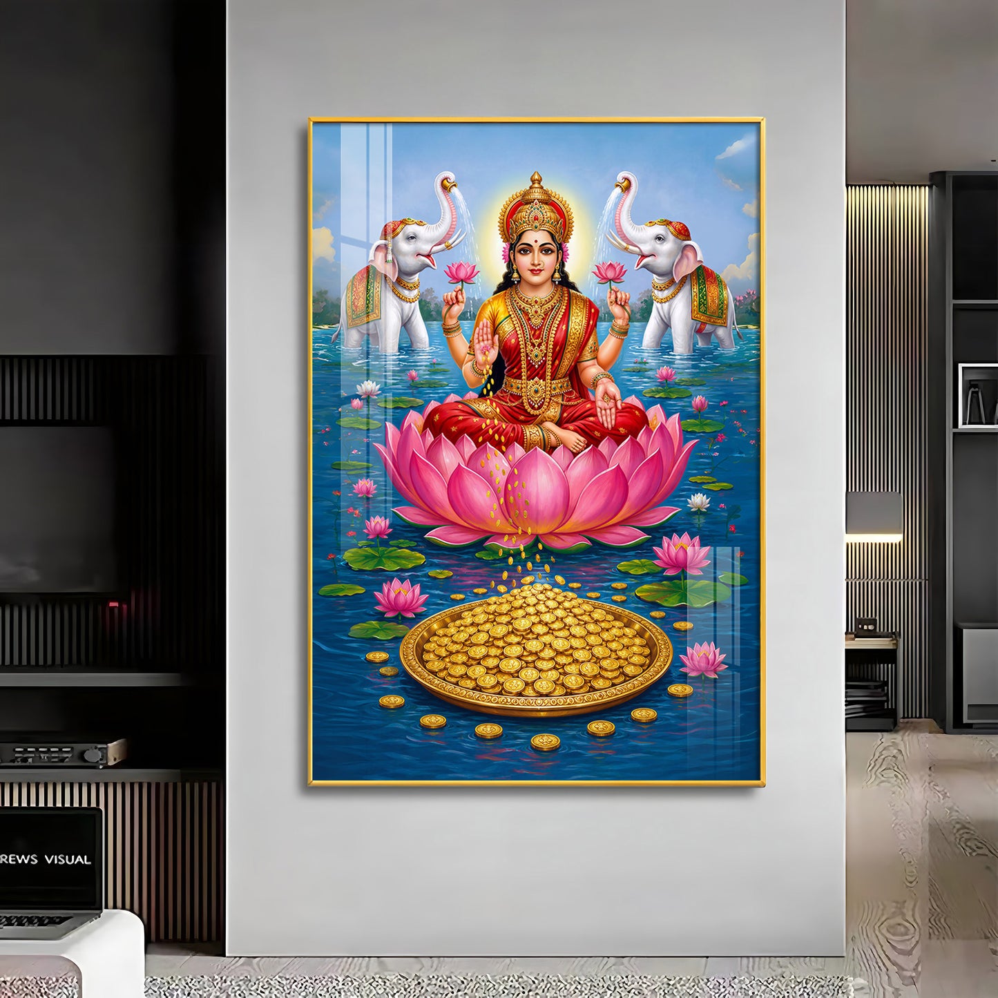 Goddess Lakshmi Devi Premium Acrylic Vertical Wall Art