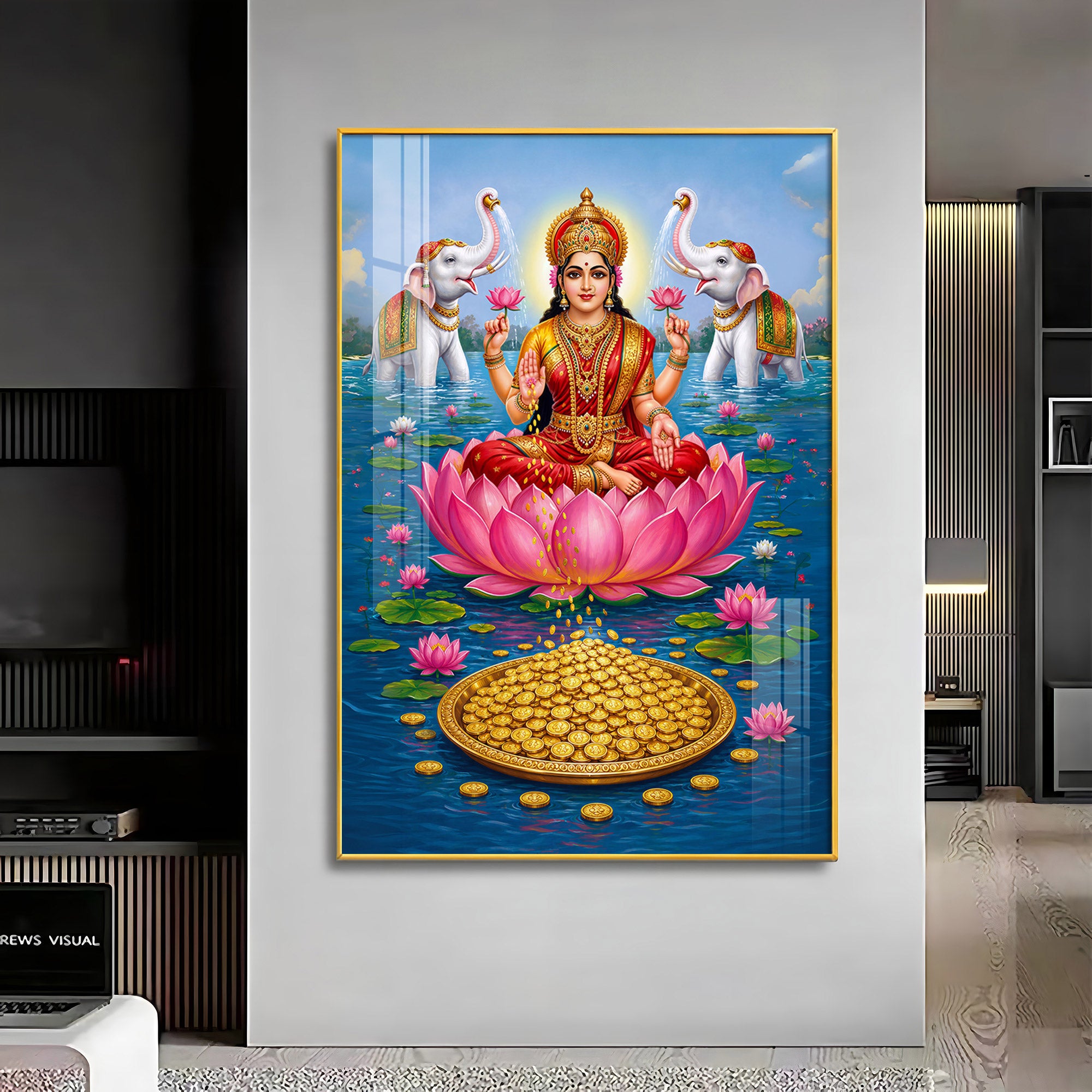 Goddess Lakshmi Devi Premium Acrylic Vertical Wall Art