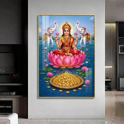 Goddess Lakshmi Devi Premium Acrylic Vertical Wall Art