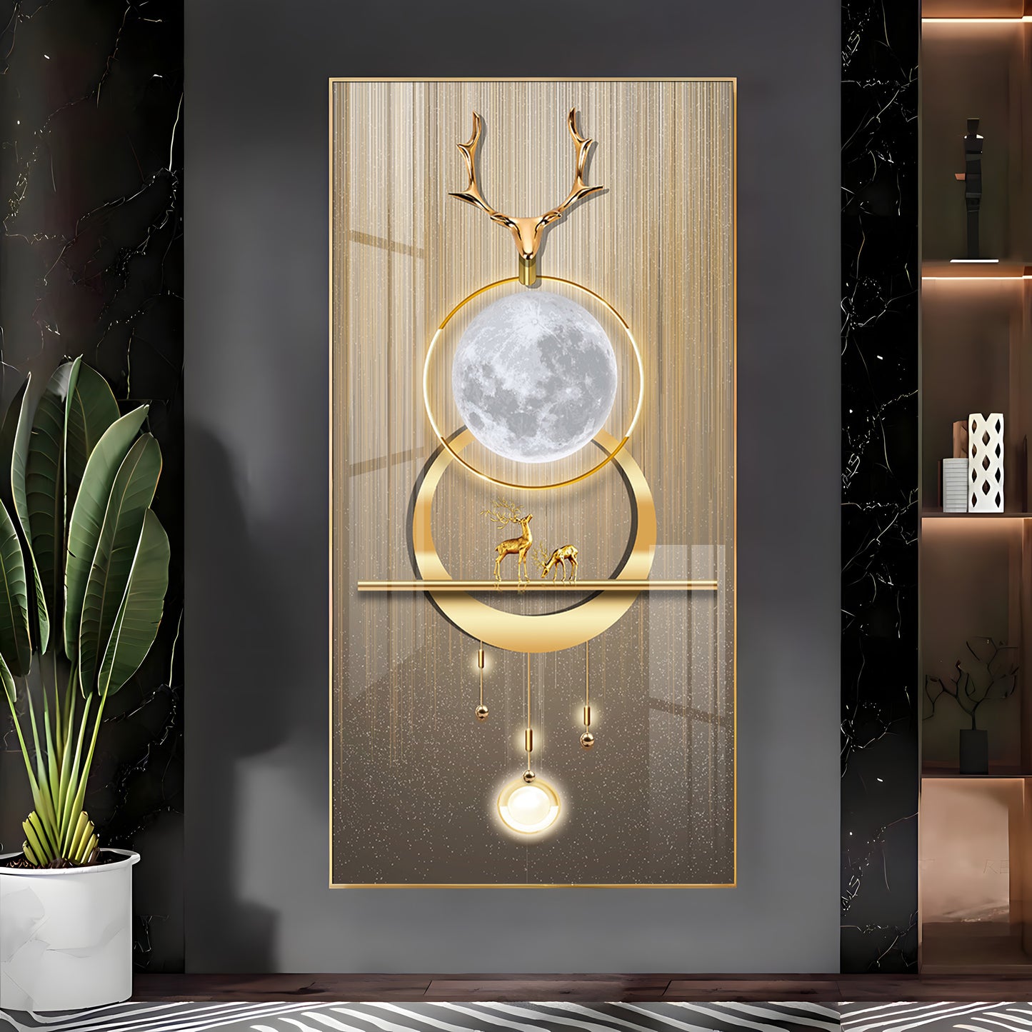 Deer Beneath the Moon Premium Acrylic Vertical Wall Art