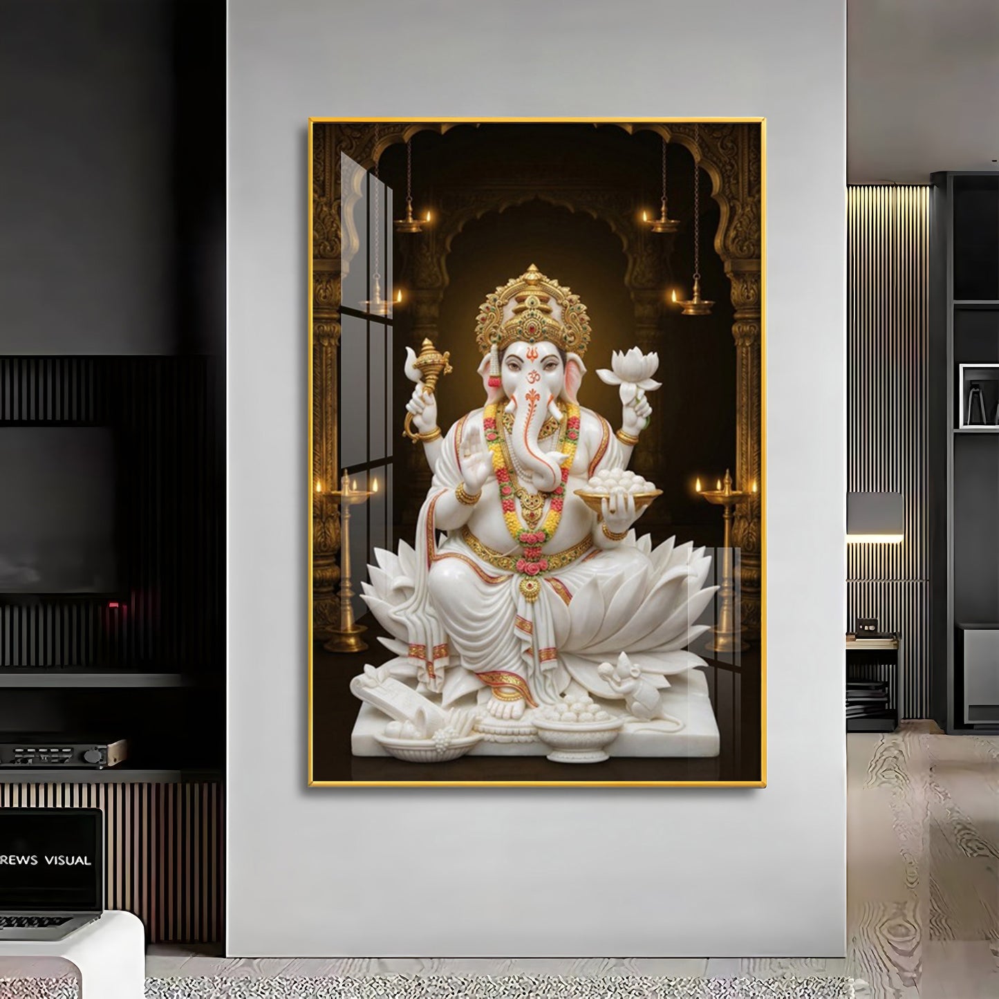 Divine Serenity Of Ganesh Ji Premium Acrylic Vertical Wall Art