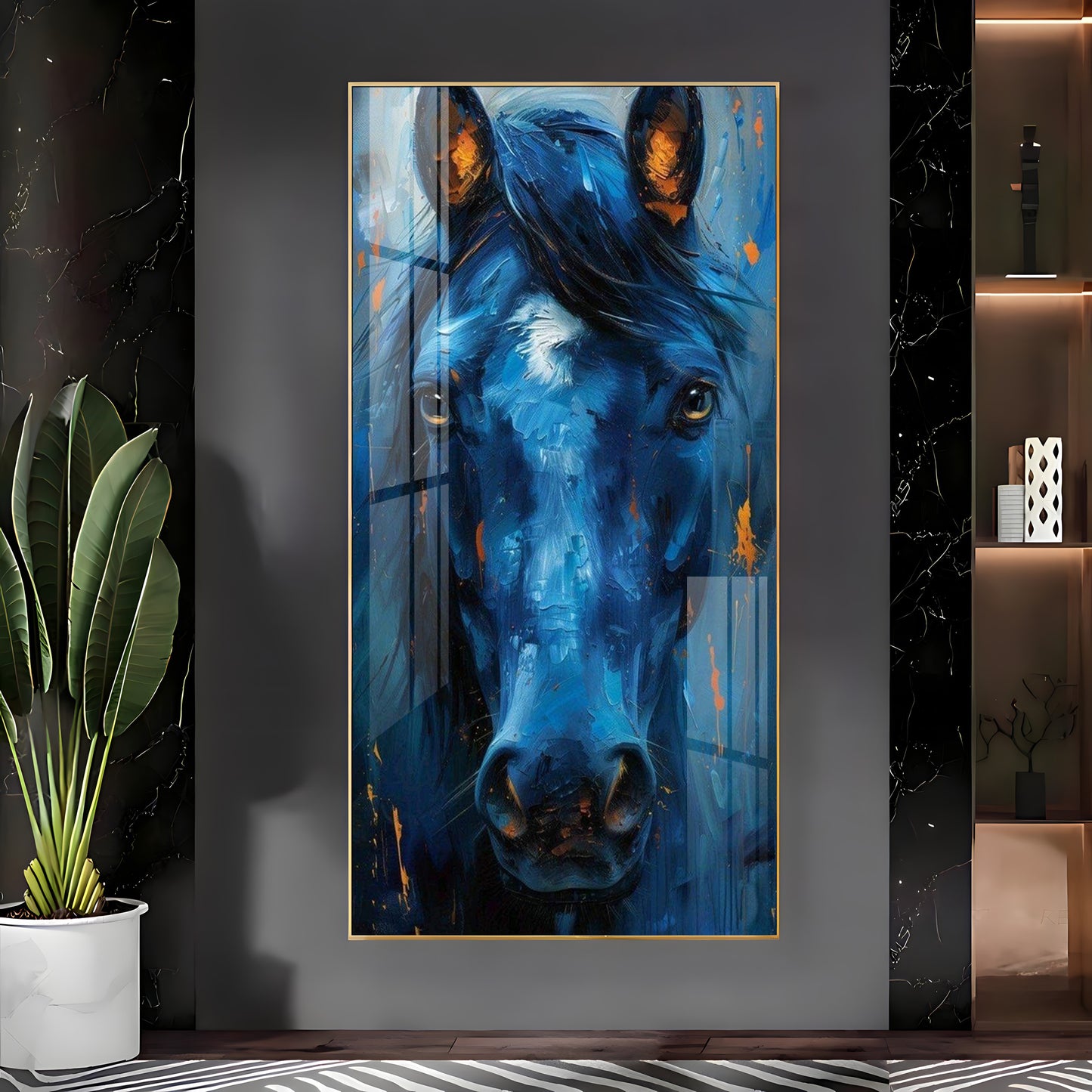 Blue Horse Premium Acrylic Vertical Wall Art