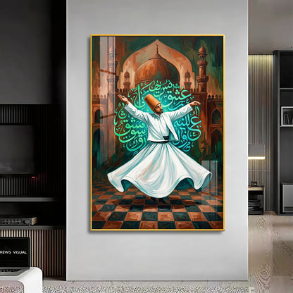 Modern Sufi Whirling Dervish Premium Acrylic Vertical Wall Art