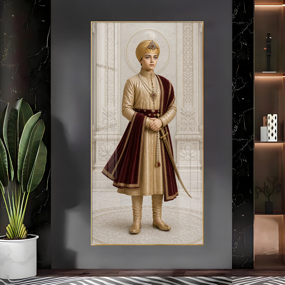 Young Sikh Guru Premium Acrylic Vertical Wall Art