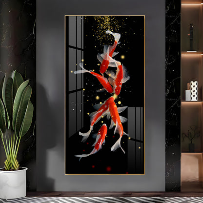 Red & White Koi Fish Premium Acrylic Vertical Wall Art