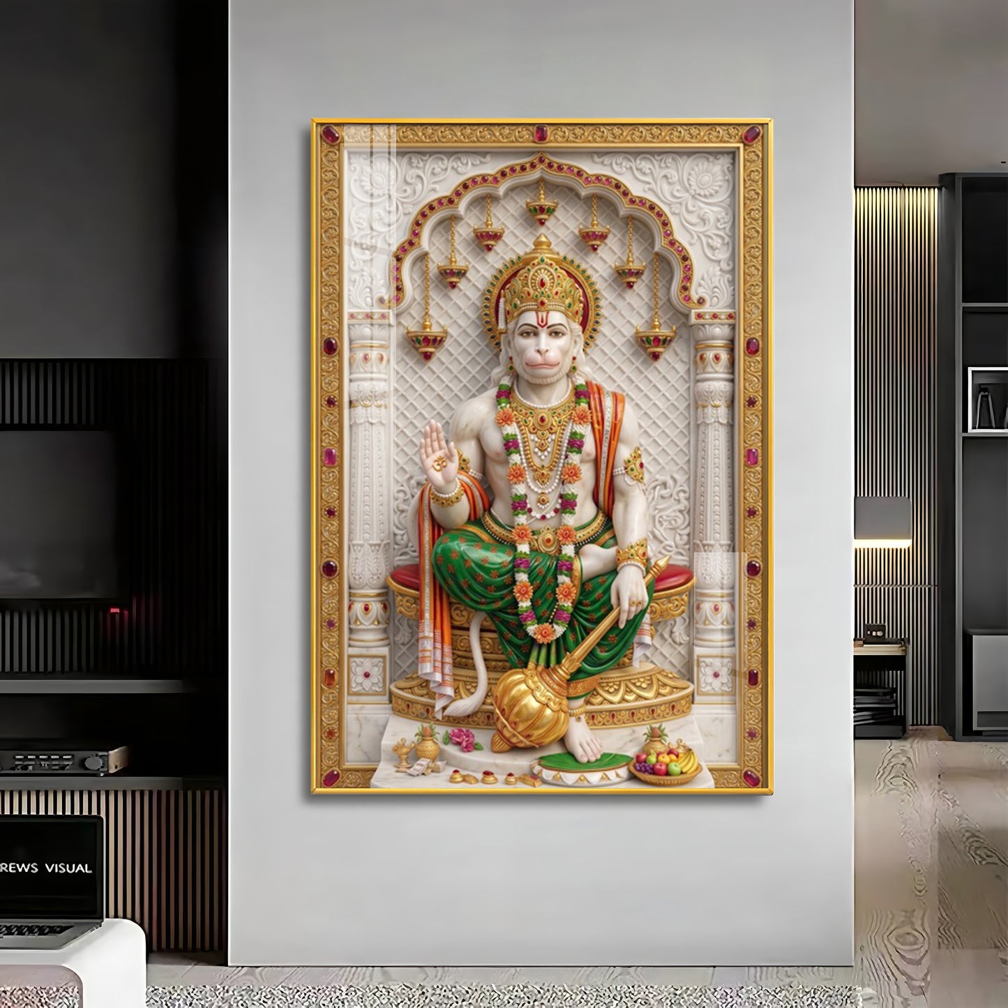 Lord Sankat Mochan Hanuman Premium Acrylic Vertical Wall Art