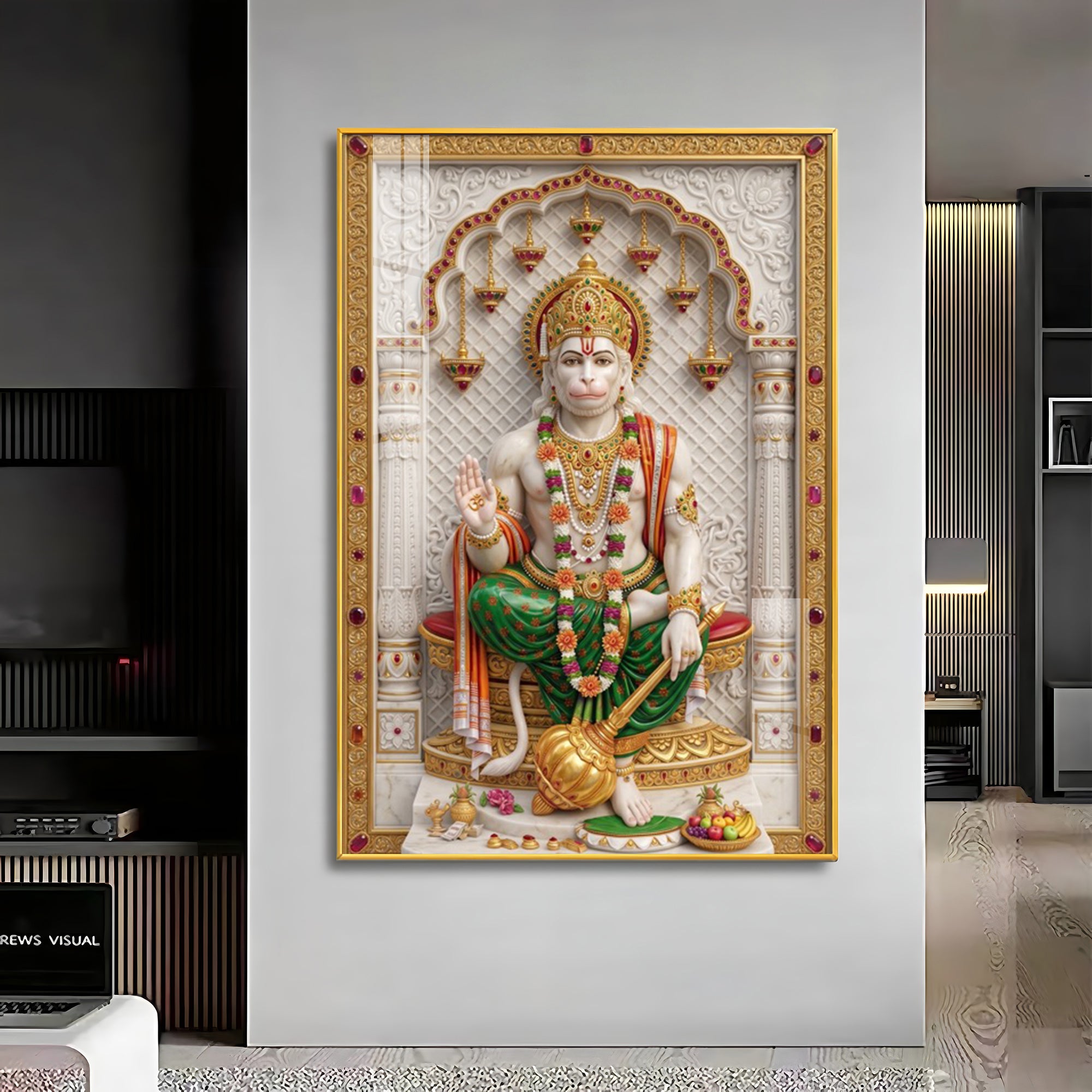 Lord Sankat Mochan Hanuman Premium Acrylic Vertical Wall Art