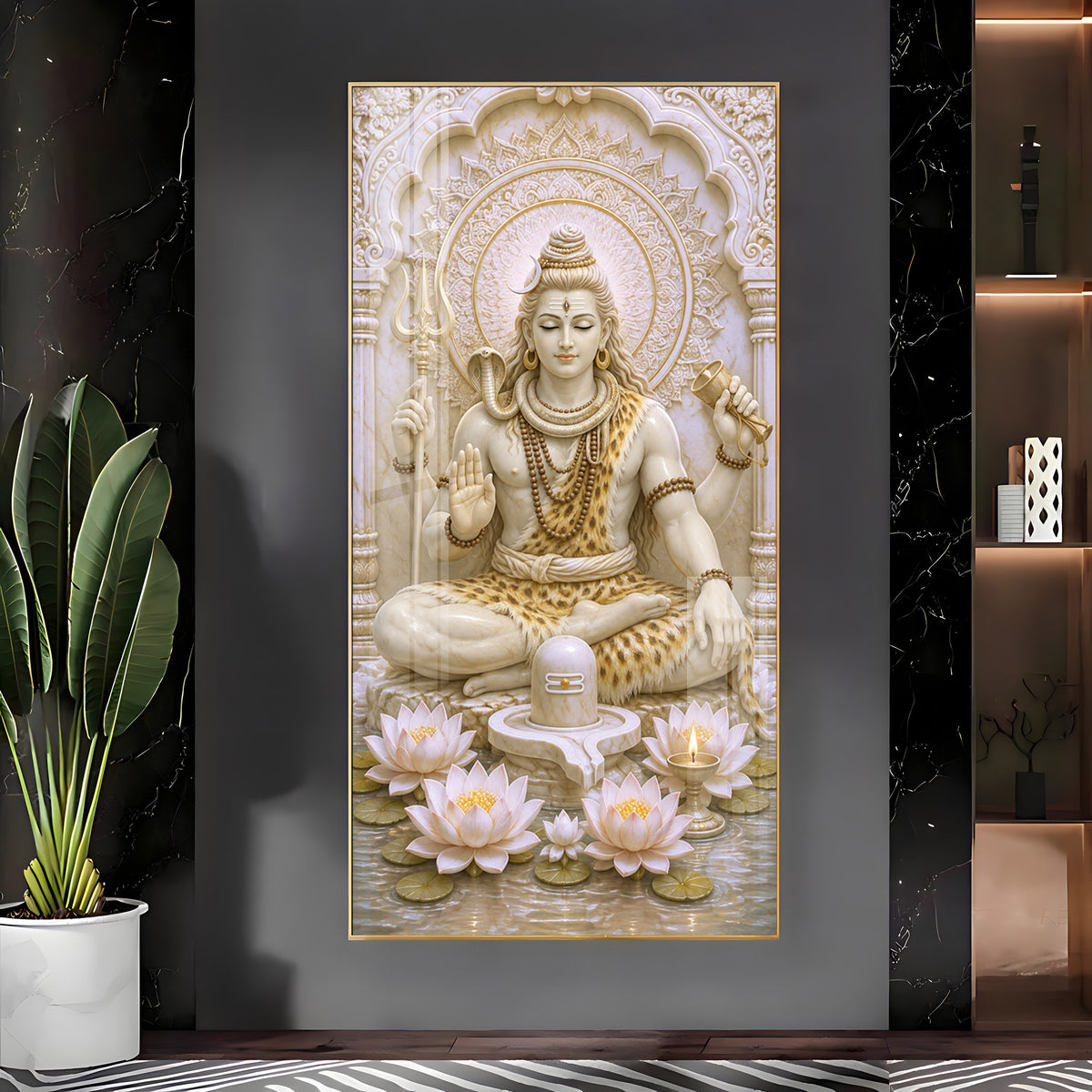 Meditating Shiva Premium Acrylic Vertical Wall Art