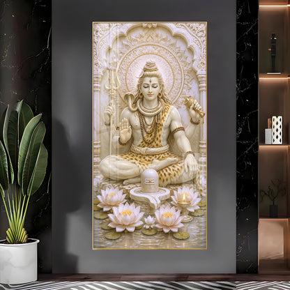Meditating Shiva Premium Acrylic Vertical Wall Art