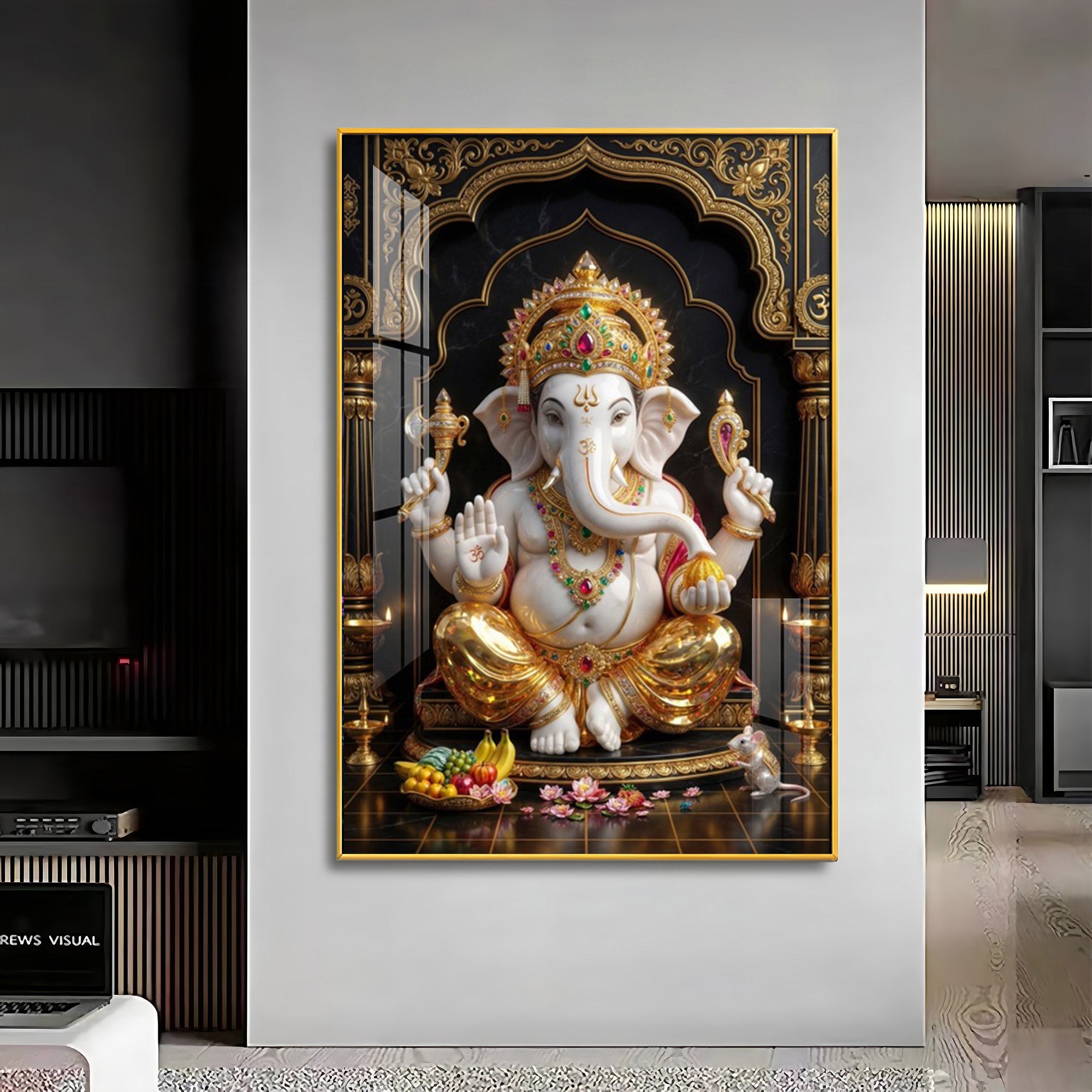 Hindu Lord Ganesh Ji Premium Acrylic Vertical Wall Art
