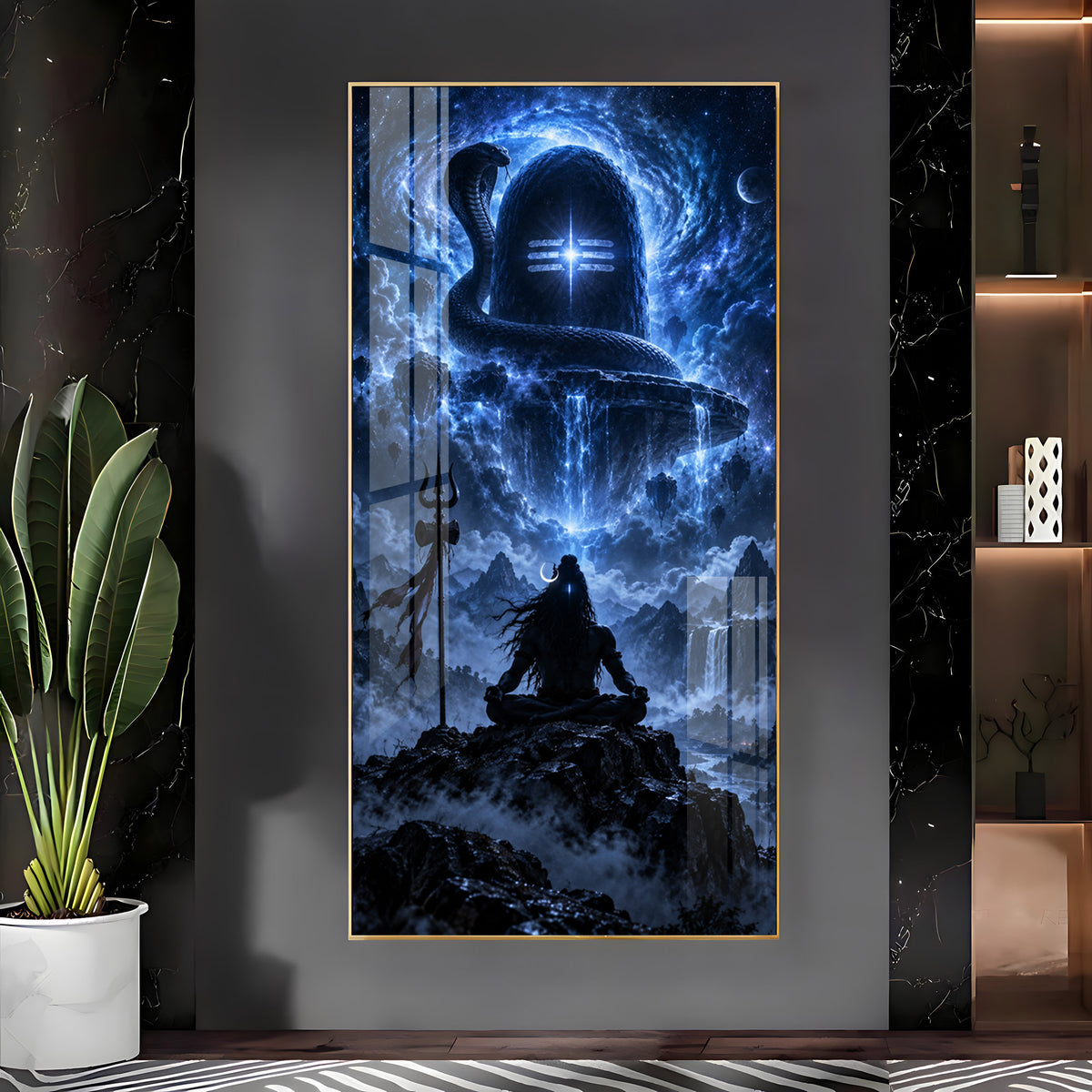 Aura of Cosmic Mahadev Premium Acrylic Vertical Wall Art