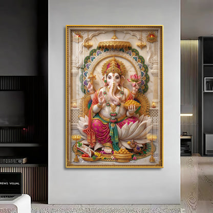 Shree Ganesh Blessings Premium Acrylic Vertical Wall Art