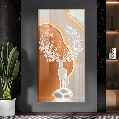 Modern White Deer Premium Acrylic Vertical Wall Art