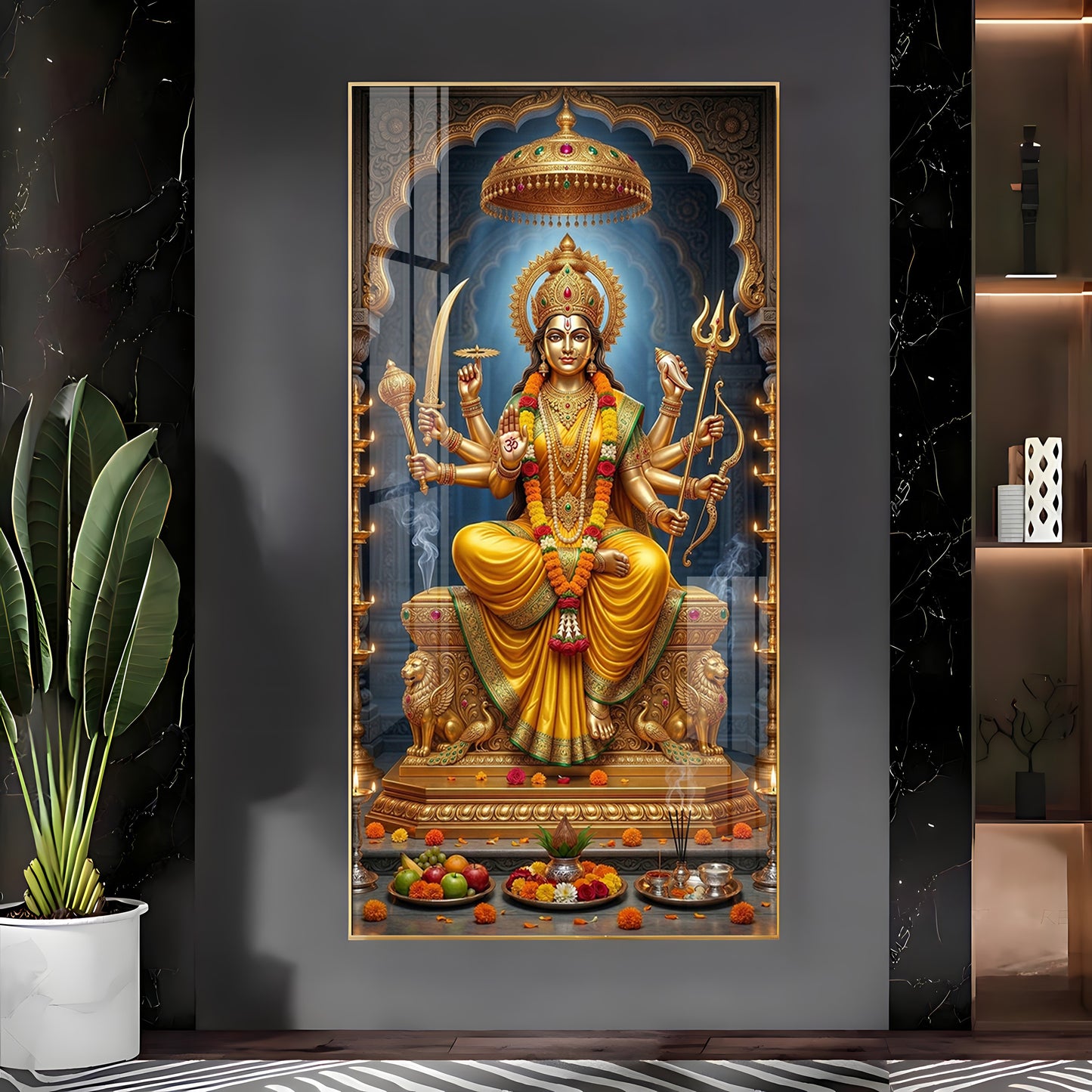 Divine Maa Durga's Blessing Premium Acrylic Vertical Wall Art