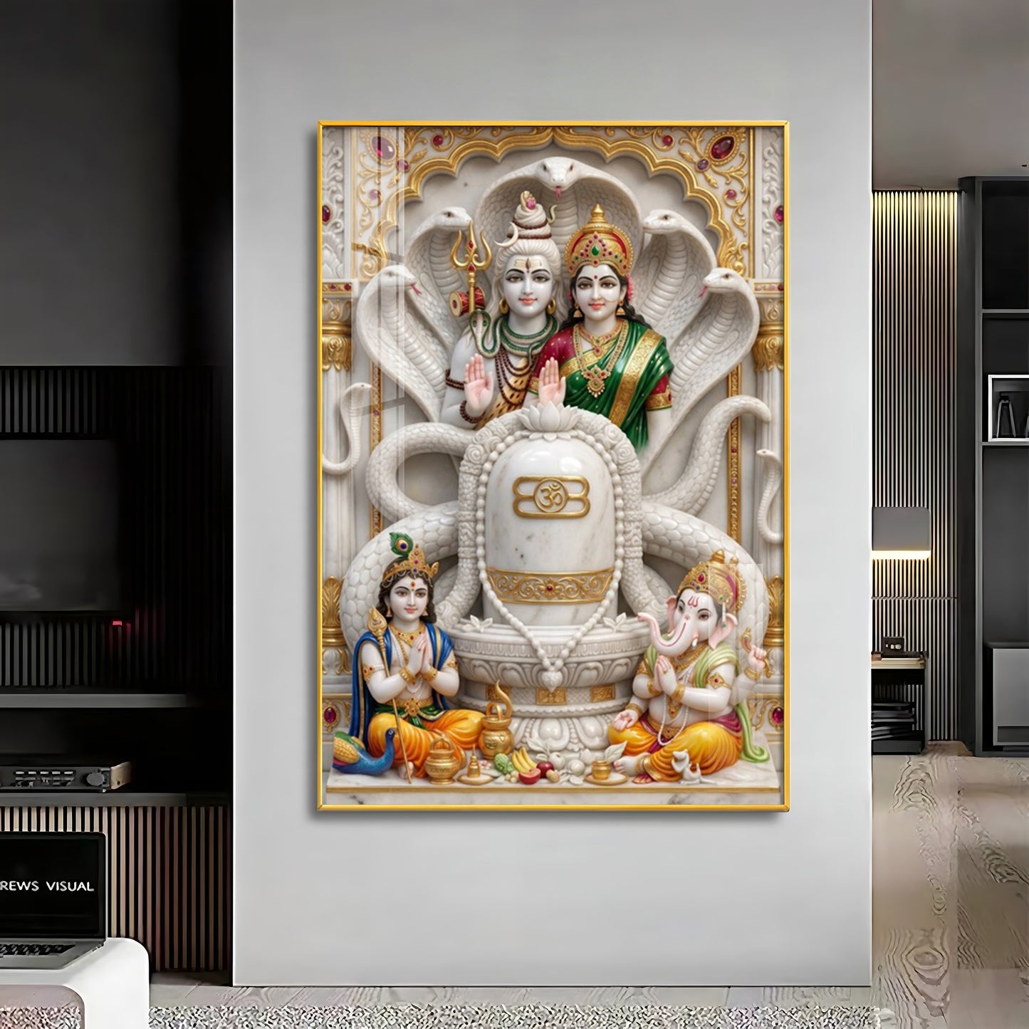 Shiv Parivar With Sivaling Premium Acrylic Vertical Wall Art