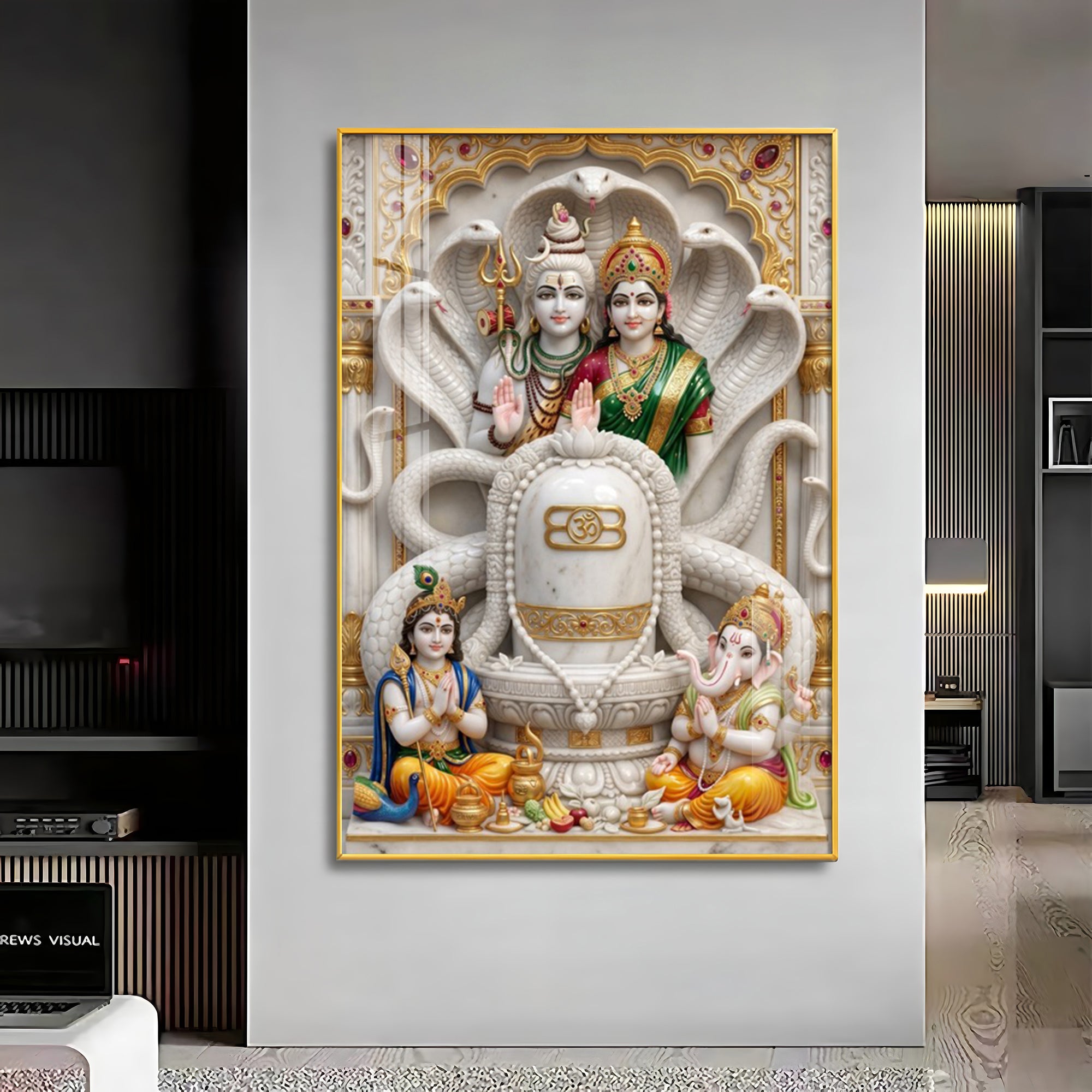 Shiv Parivar With Sivaling Premium Acrylic Vertical Wall Art