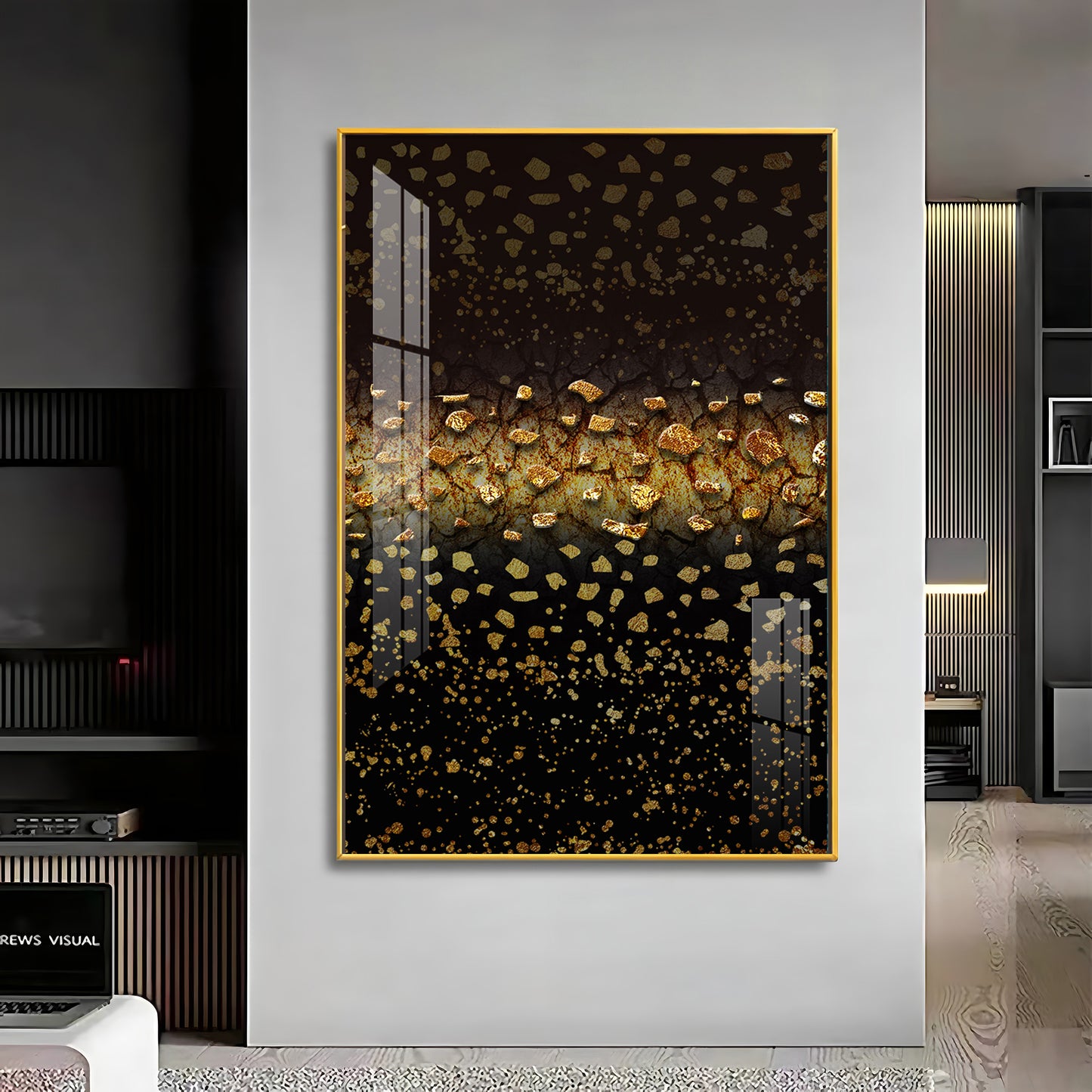 Golden Oasis Premium Acrylic Vertical Wall Art