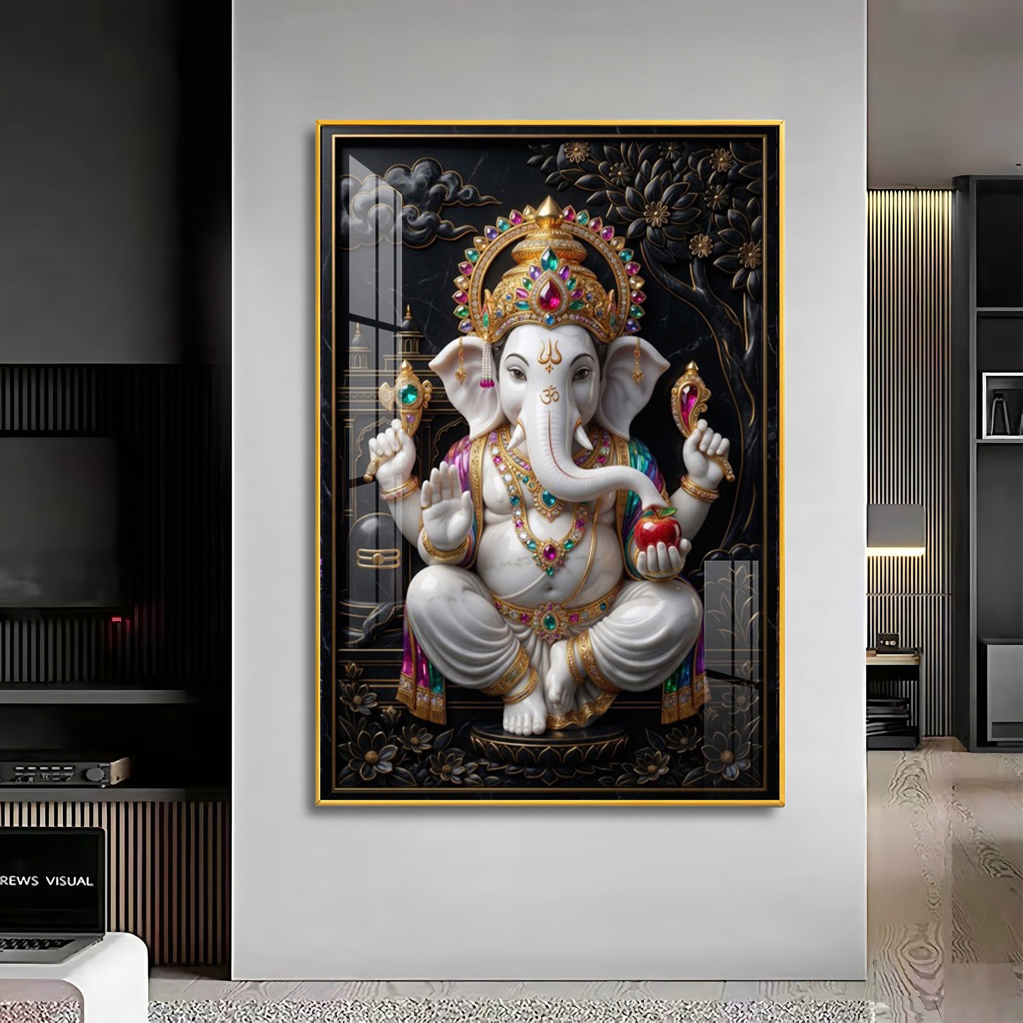Hindu Lord Ganpati Ji Premium Acrylic Vertical Wall Art