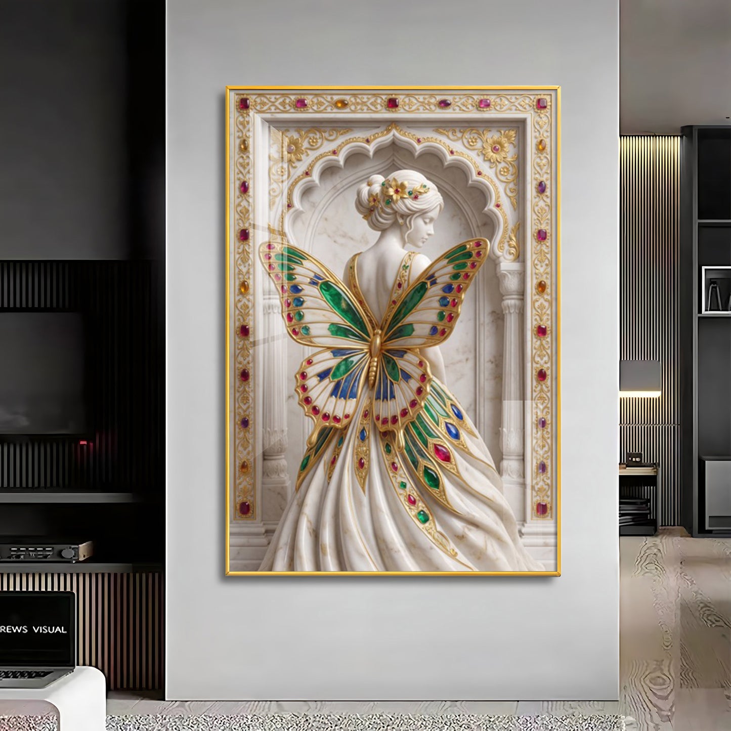 Woman With Butterfly Shaped Wings Premium Acrylic Vertical Wall Art