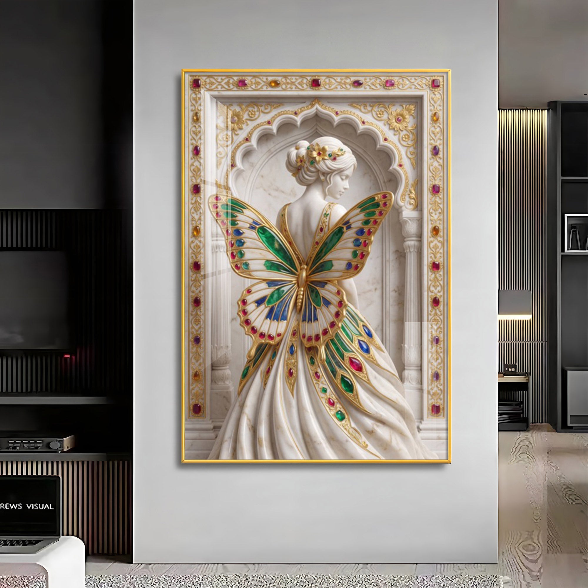 Woman With Butterfly Shaped Wings Premium Acrylic Vertical Wall Art