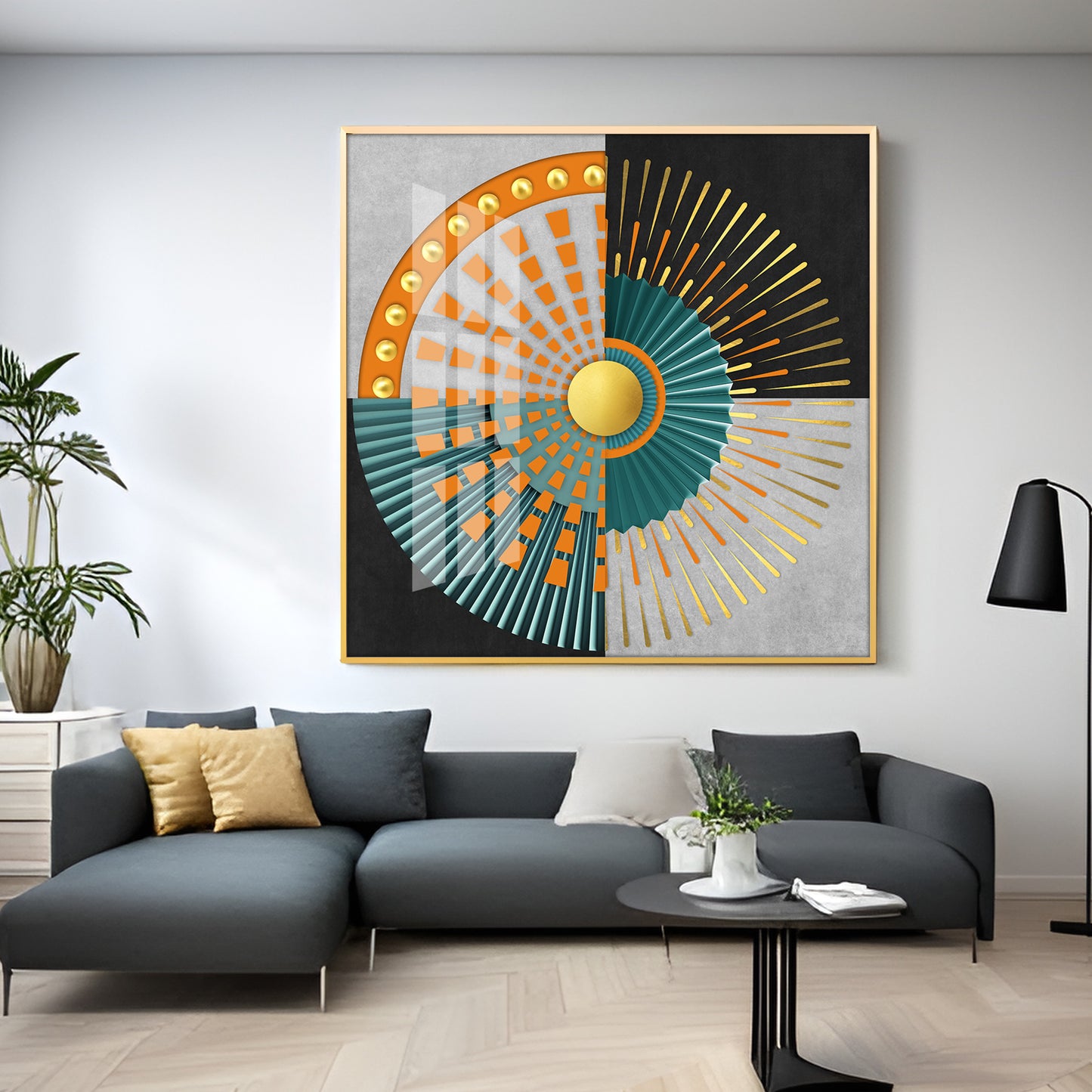 Abstract Geometric Circle Design Premium Acrylic Square Wall Art