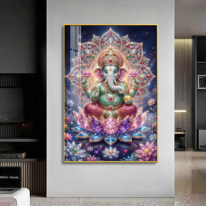 Colourful Lord Ganesha Premium Acrylic Vertical Wall Art
