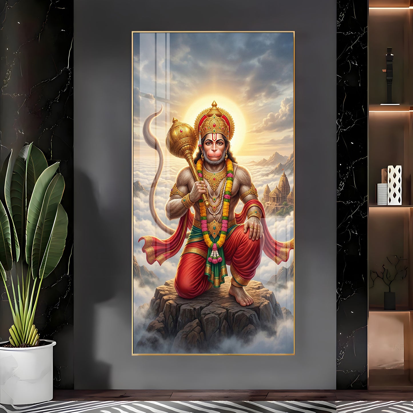 Divine Hanuman Ji Blessing Premium Acrylic Vertical Wall Art