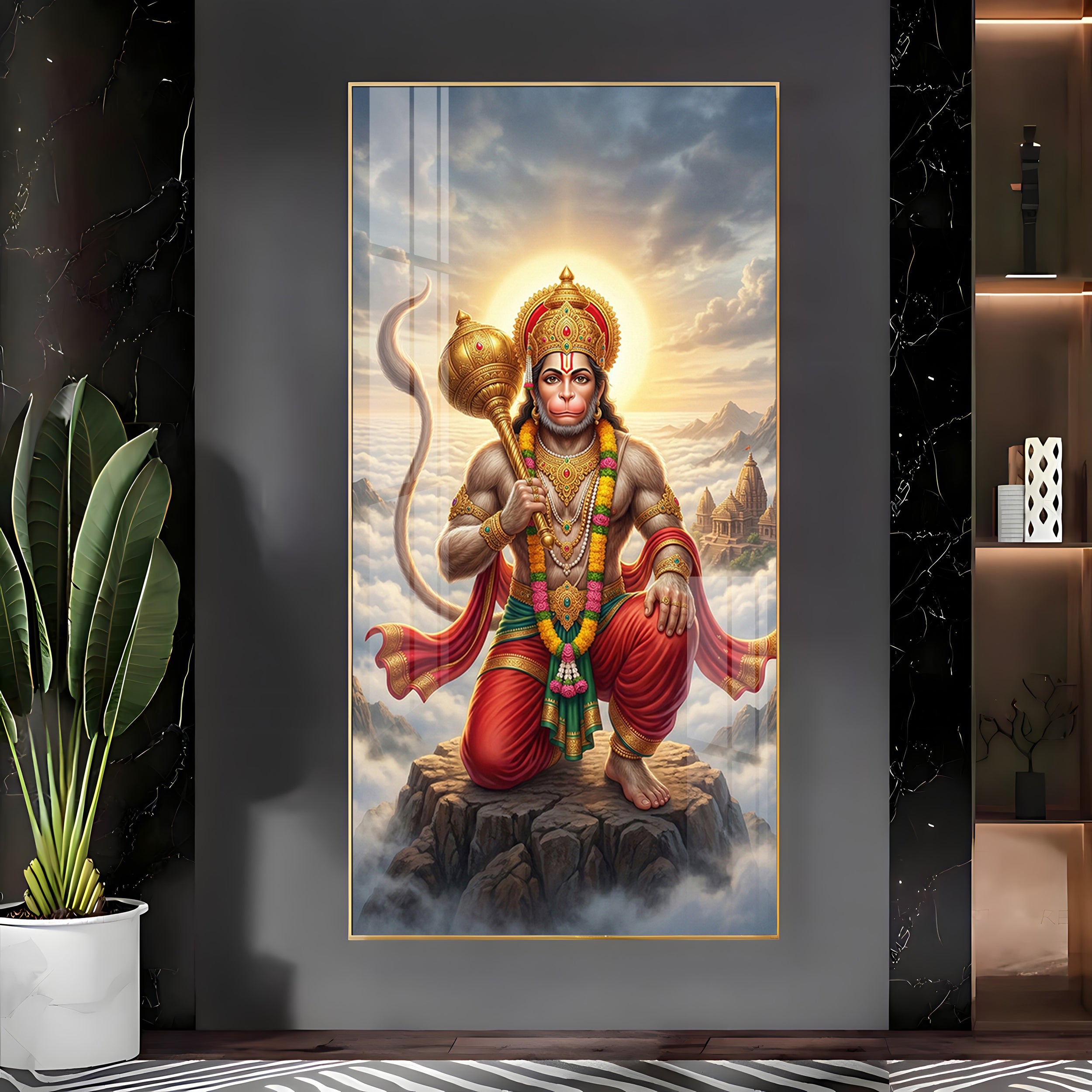 Divine Hanuman Ji Blessing Premium Acrylic Vertical Wall Art