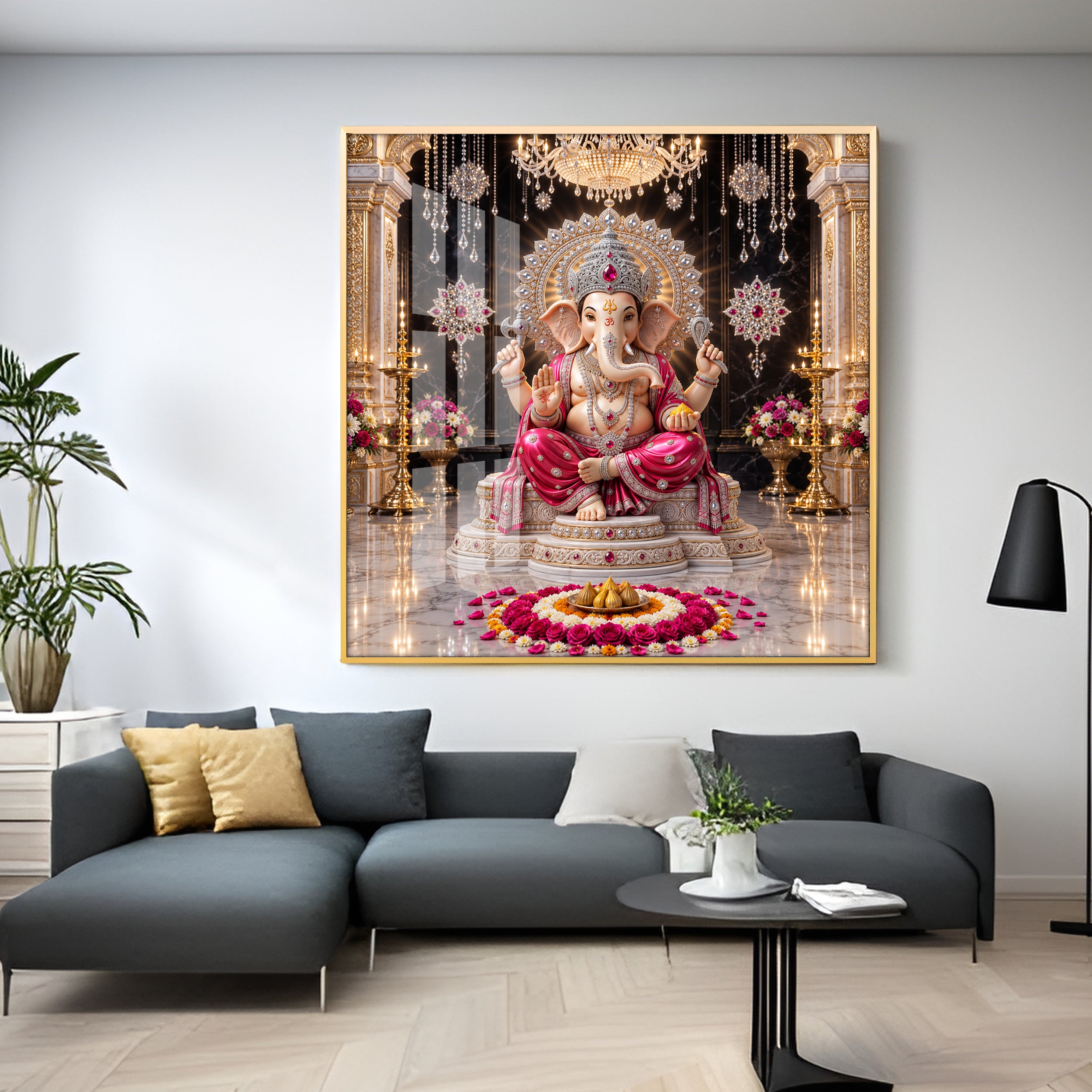 Ganpati Bappa Premium Acrylic Square Wall Art